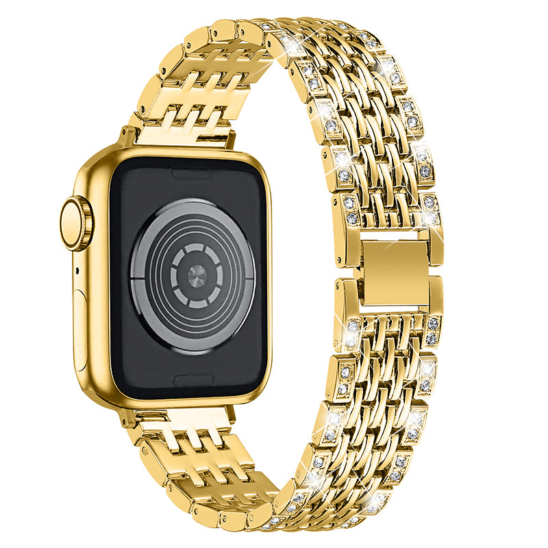 2 Rows Rhinestones Decor Replacement Metal Watchband Wrist Strap for Apple Watch Series 9 8 7 41mm 6 5 4 SE (2023) SE(2022) SE 40mm 3 2 1 38mm 2 Rows Rhinestones Decor Replacement Metal Watchband Wrist Strap for Apple Watch Series 9 8 7 41mm 6 5 4 SE (2023) SE(2022) SE 40mm 3 2 1 38mm